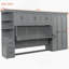 Lit escamotable simple avec garde-robe, armoire et bureau, gris-1510656773
