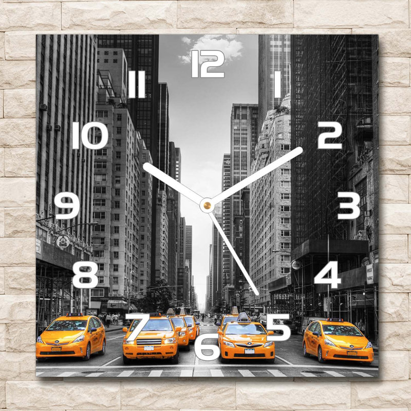 Glass Wall Clock, Grey/Yellow/White