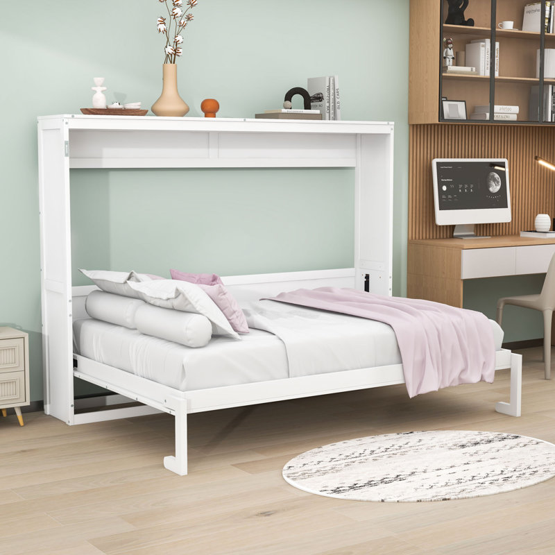 Lit escamotable en bois Hartzell, Complète, Blanc