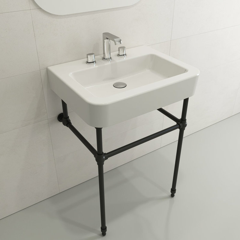 Parma 25.59'' L Bathroom Sink, White, Single-Hole