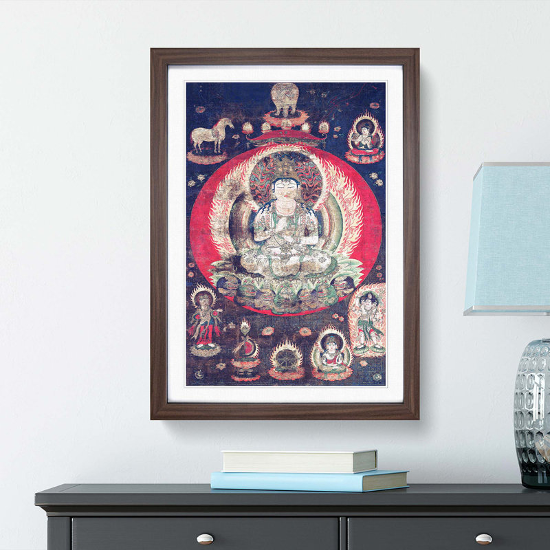 The Golden Wheel by Ahn Gyeon - Picture Frame Art Print, Walnut Framed, 65cm H x 48cm W x 2cm D