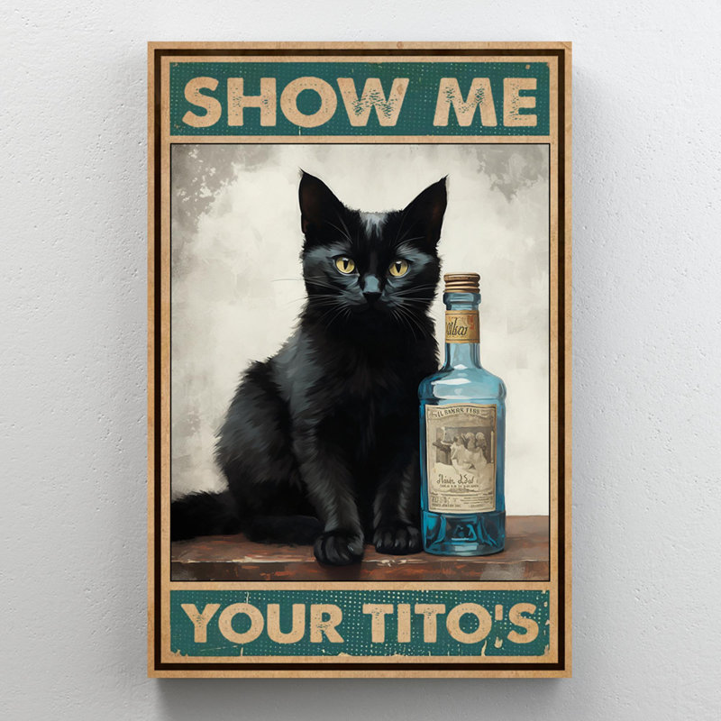 Chat noir «Show Me Your Titos» - 1 pièce G Cat Show Me Your Titos, H 14 po x l 11 po x P 1,25 po