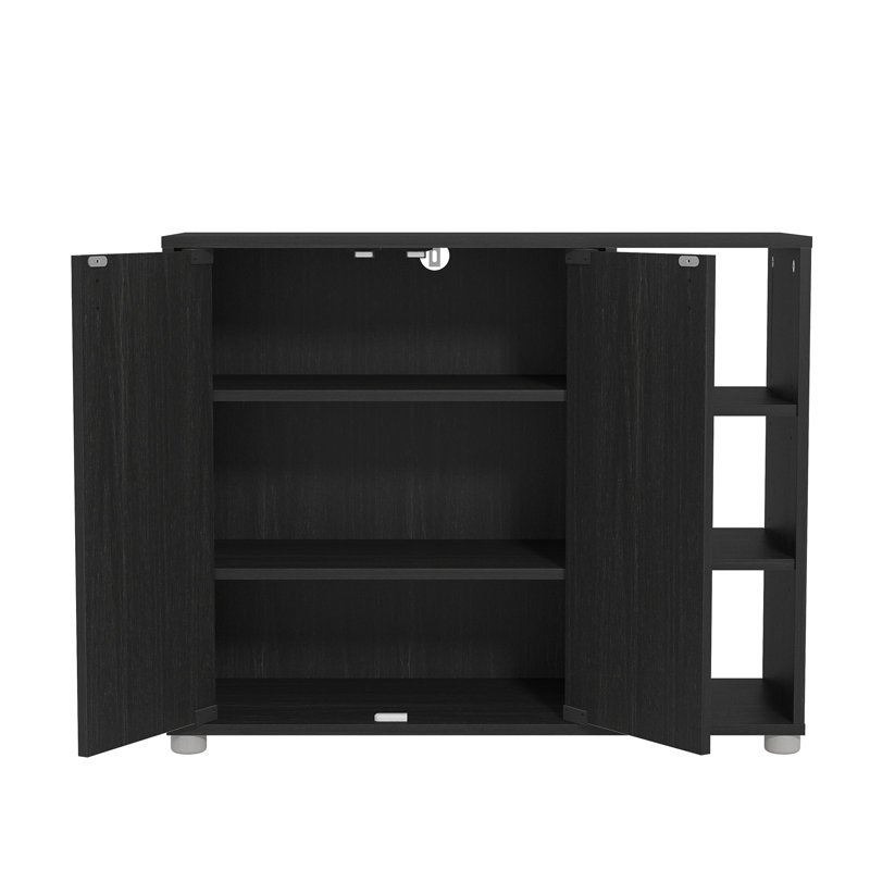 12 Pair Shoe Storage Cabinet, Rustick Black Oak