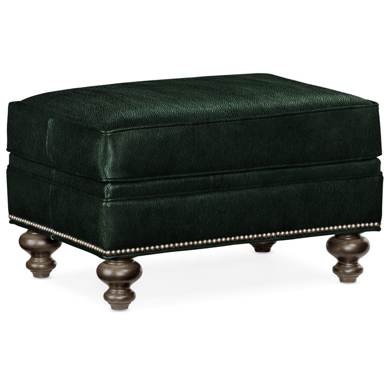 Repose-pieds rectangulaire en cuir véritable 26 "West, Cuir véritable Outsider Raven, Pavées, Nickel