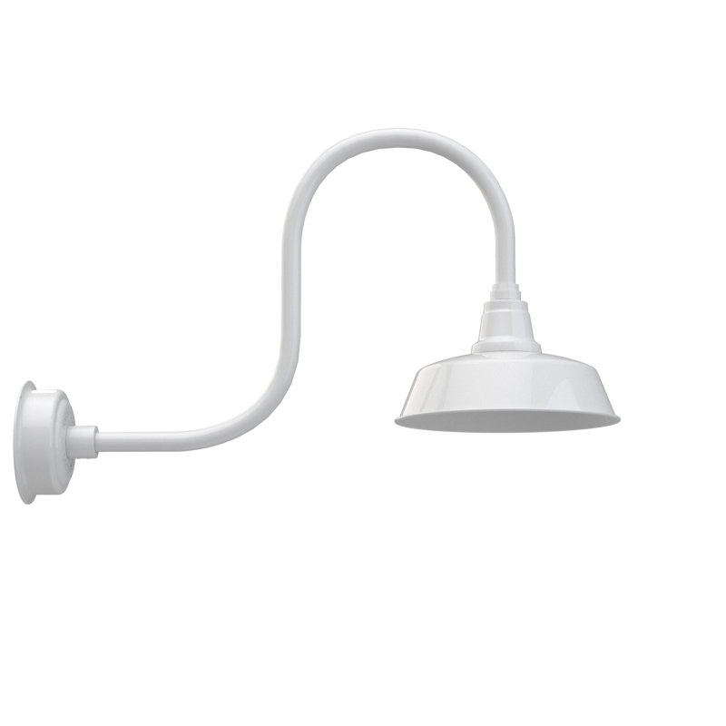 Luminaire de grange d'extérieur à DEL Vandervliet, H 9 po x l 12 po x P 17 po, Blanc