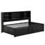 Lit de jour simple en métal noir avec lit gigogne, espace de rangement, hublots, rangement énergique, cadre de lit vif