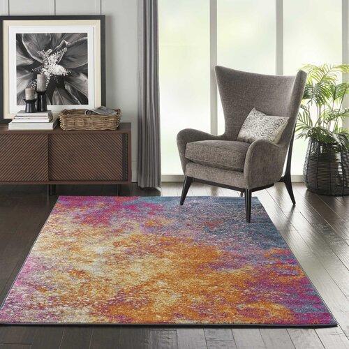 17 Stories Liiam Performance Pink/Yellow Rug & Reviews | Wayfair