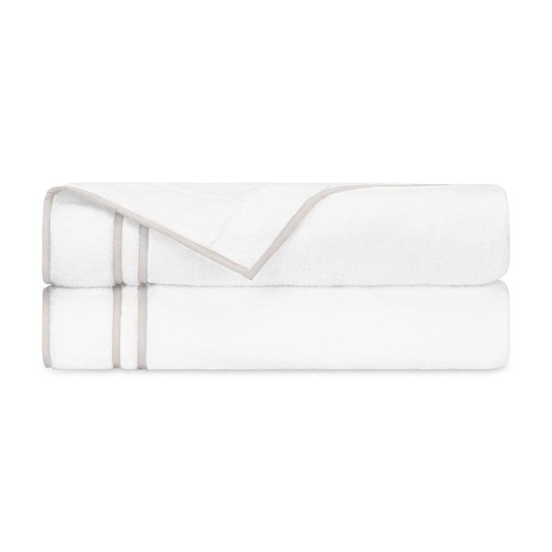 Ribbons 2-pc Bath Towel Set, White/Oyster