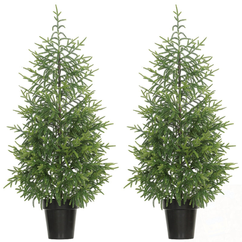Ensemble de 2 arbres de Noël avec base en pot