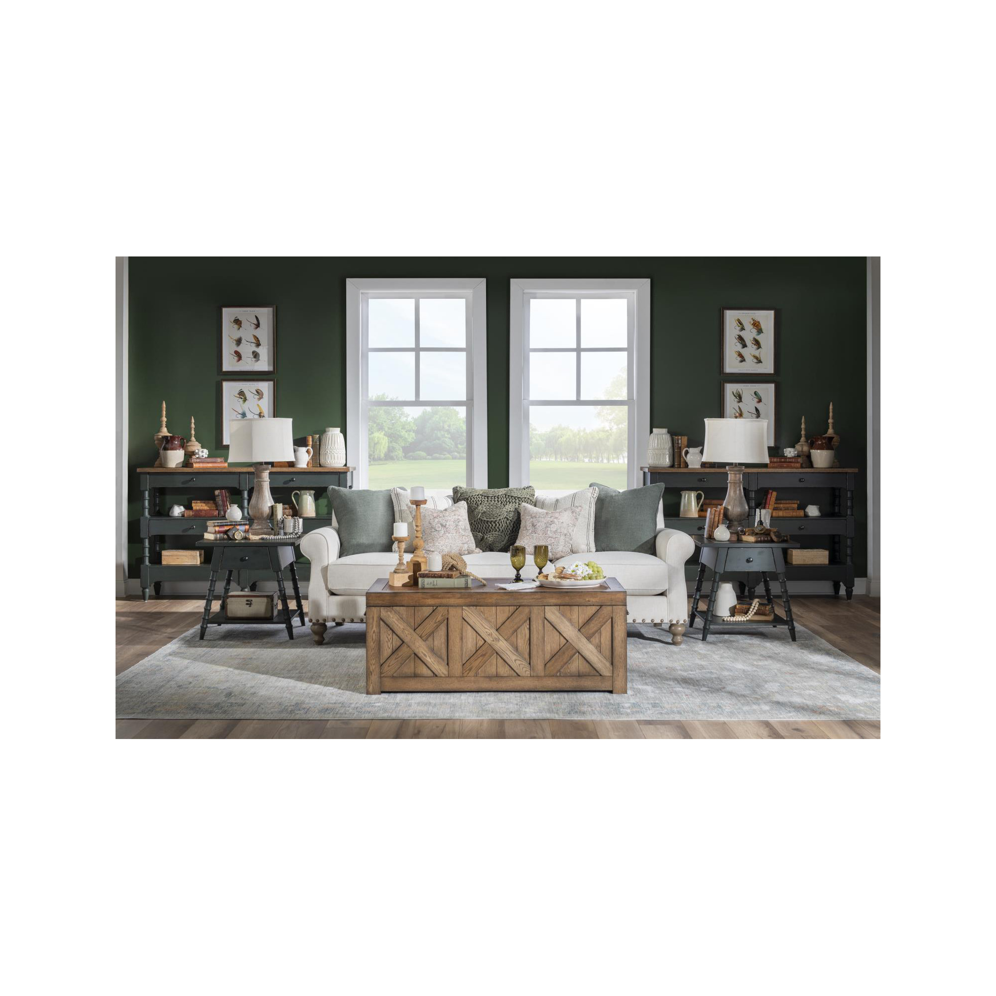 Country Living Bobbin End Table, Green