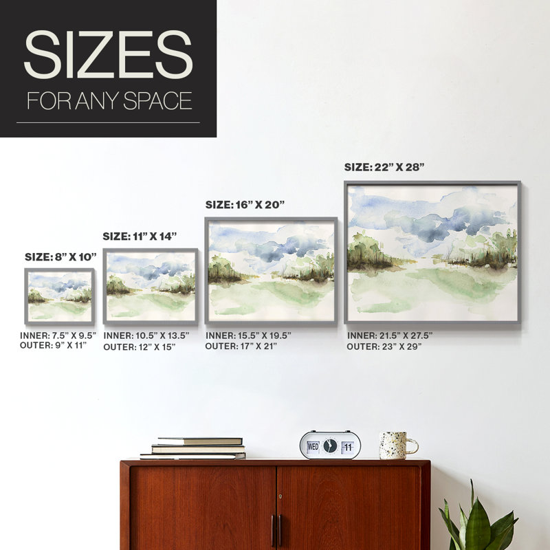Brush Thickets II -Framed Print - Restickable, Grey, 16" H x 20" W