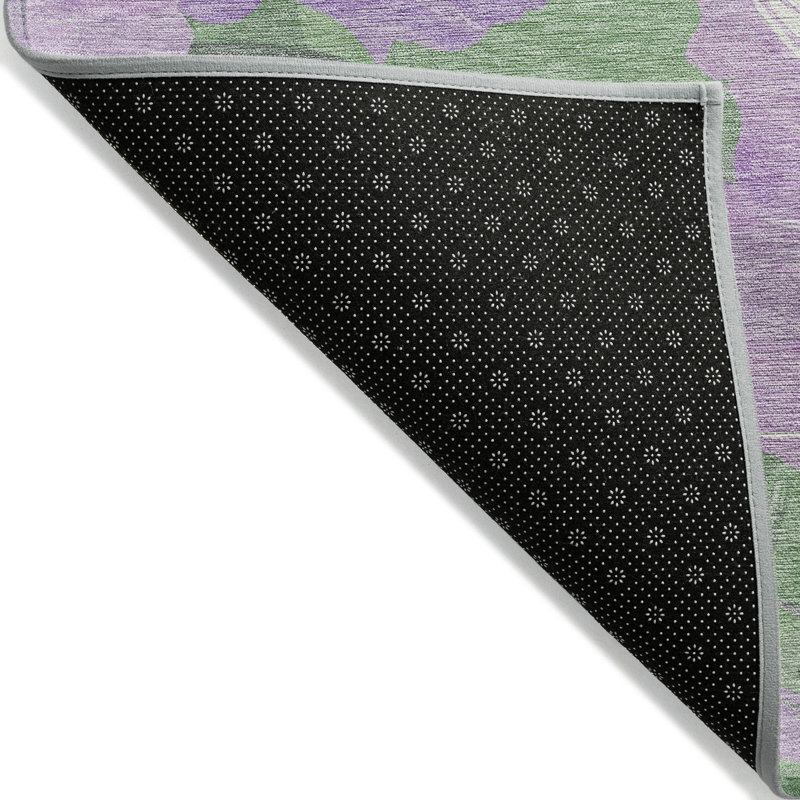 Lavender Floral Synthetic Washable Rectangular Rug 20" x 30"