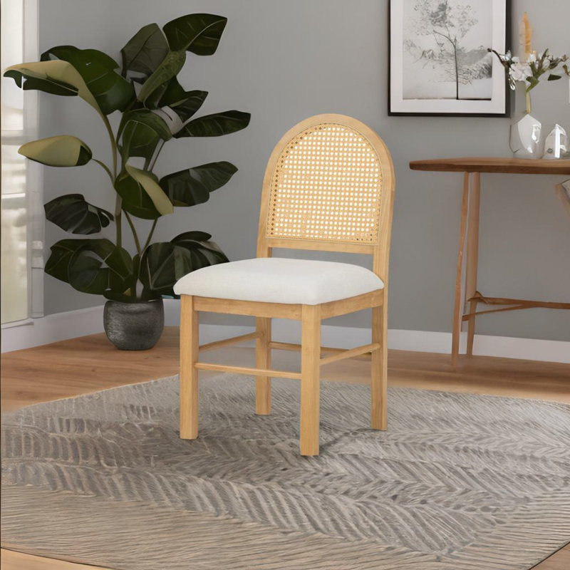 Chaises rembourrées avec dossier en rotin, Brun