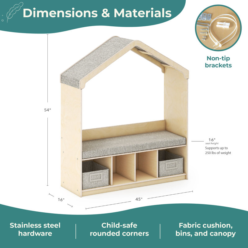 EdQ Reading Seating Nook and Storage Natural, Beige
