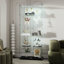 Armoire à vin en verre trempé avec - bandes DEL activées, serrure et lumière mystérieuse, 3 4 tablettes, idéal pour les portes de dossiers avec rangement à haut rendement, hauteur de 75,53 po, finition noire