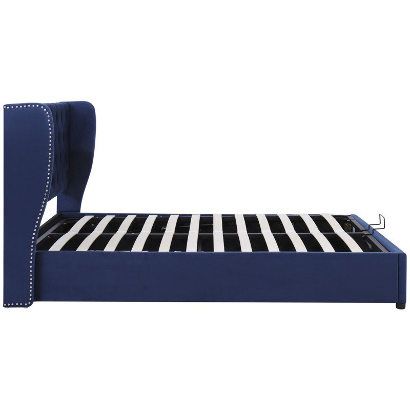 Payette Upholstered UK Double - DE 135 X 190 Cm Ottoman Storage Bed, Blue