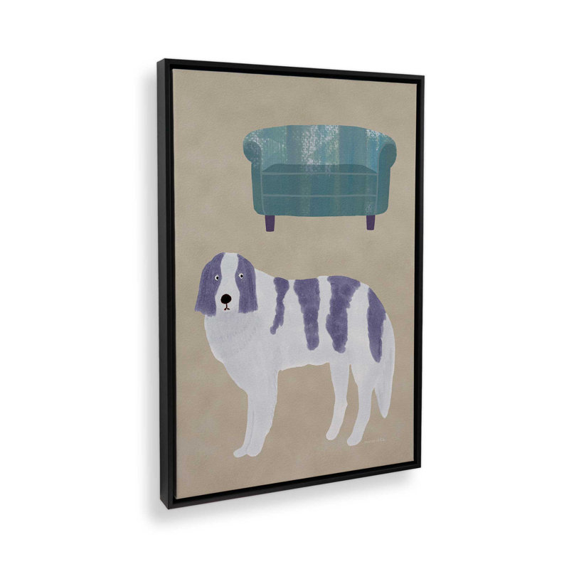 «Dog and A Sofa» par Norarikka, reproduction d'art, Noir, Cadre flottant, H 16 po x l 12 po