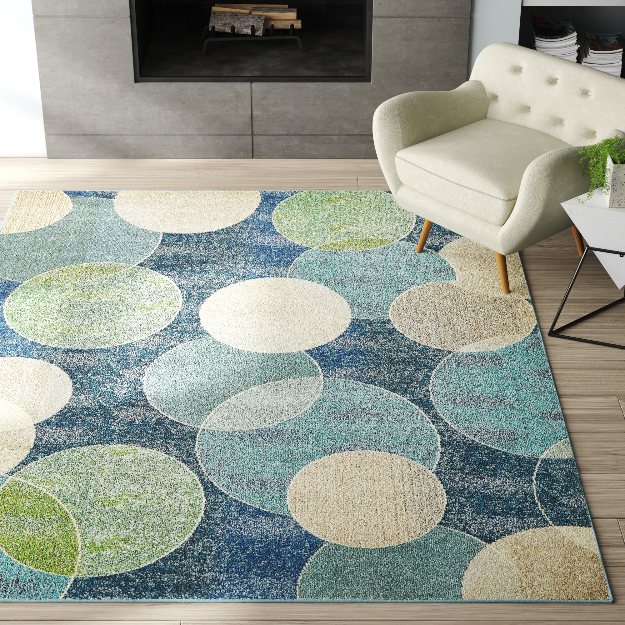 Dews Washable Polka Dots Indoor Rug