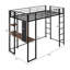 Structure de lit mezzanine en métal avec 2 tablettes et un bureau pour la chambre à coucher-1873680572
