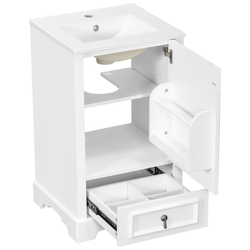Meuble-lavabo de 20 po avec lavabo en céramique, Blanc