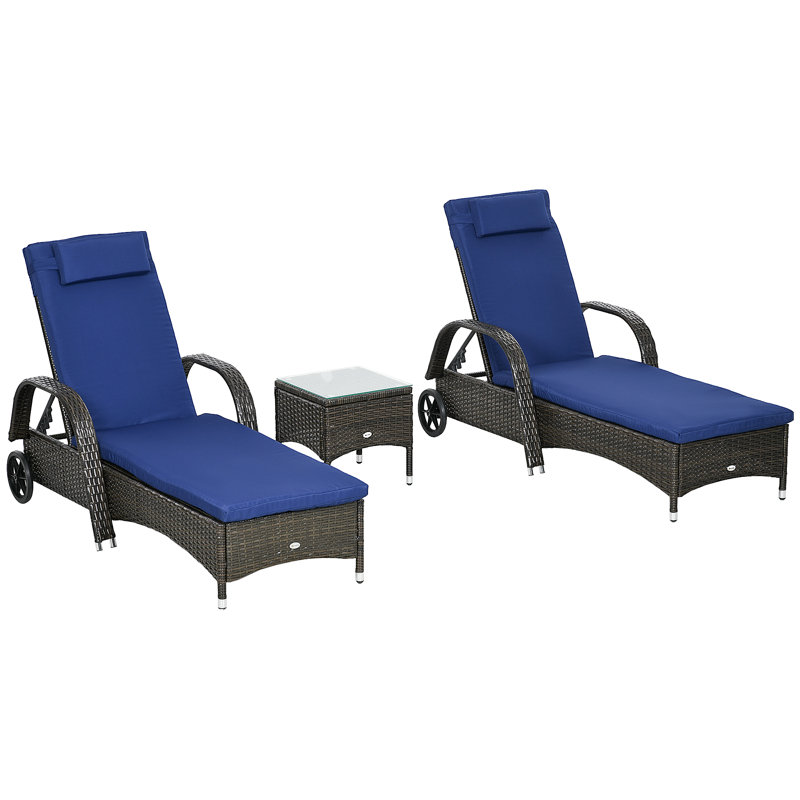 Idou Outdoor Wicker Chaise Lounge Set with Table , Cushion Included
