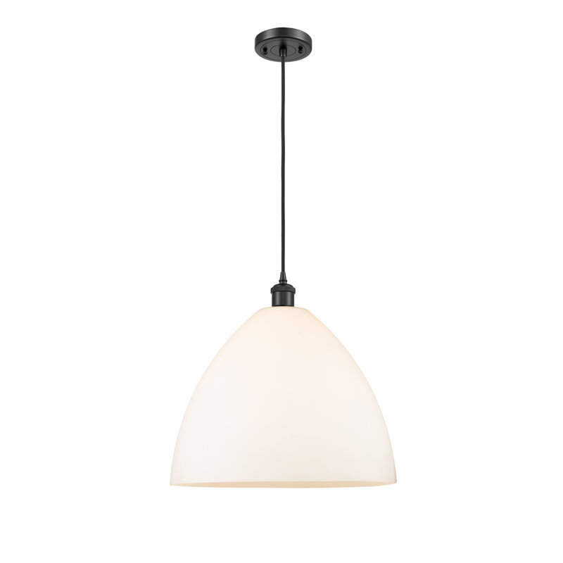 Haruka 1 - Light Single Pendant, White, 18.75" H x 16" W x 16" D, Matte Black