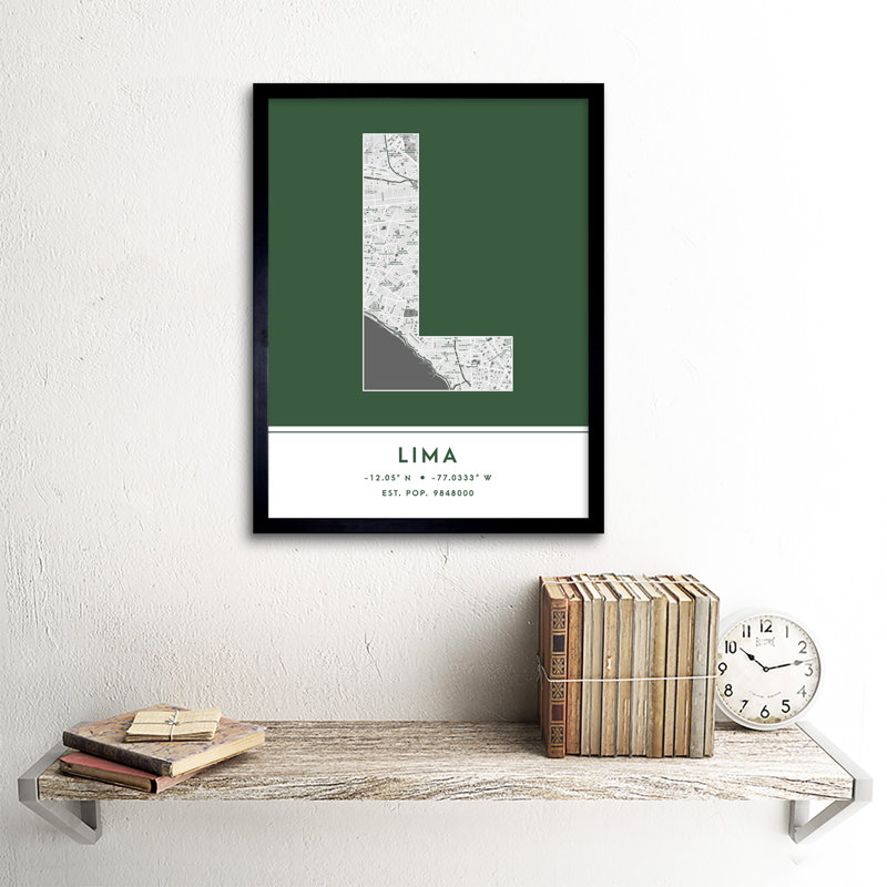 Lima City Map Lima Peru City Map Green - Single Picture Frame Typography