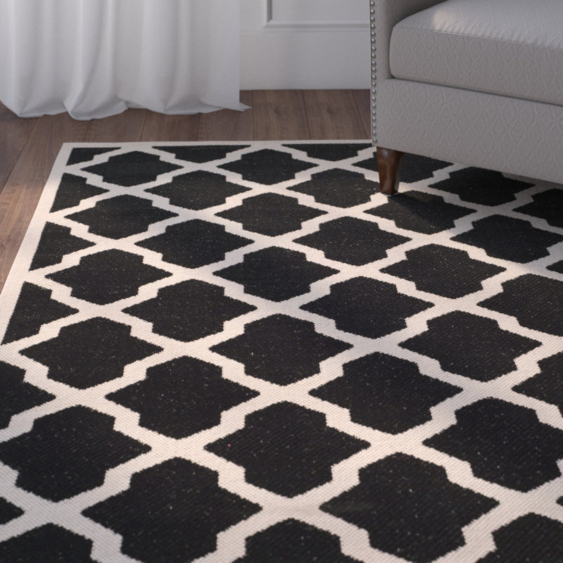 Tapis intérieur / extérieur noir Arneshia, Rectangle 9 pi x 12 pi