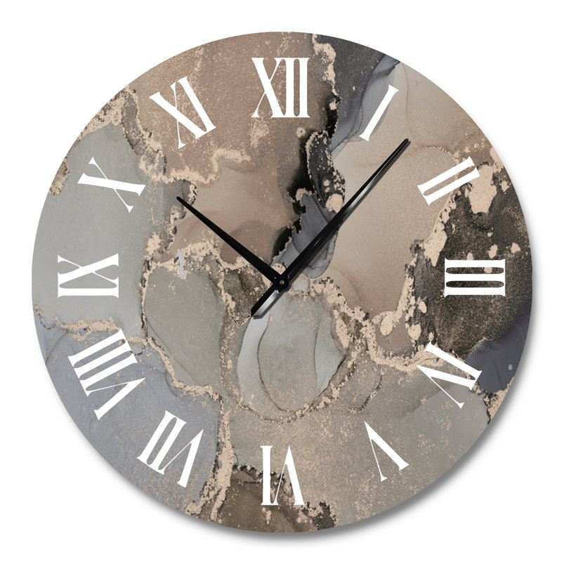 Horloge murale moderne de luxe avec art abstrait I, Grand, Beige / Blanc
