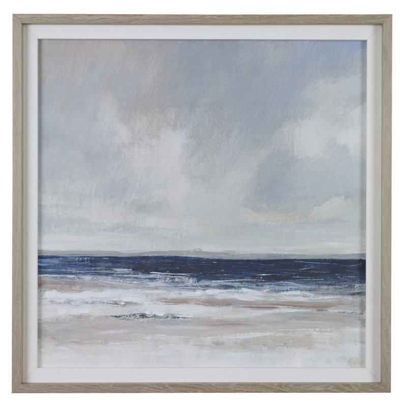 Coastal Scene Framed Print with Pine Wood Frame