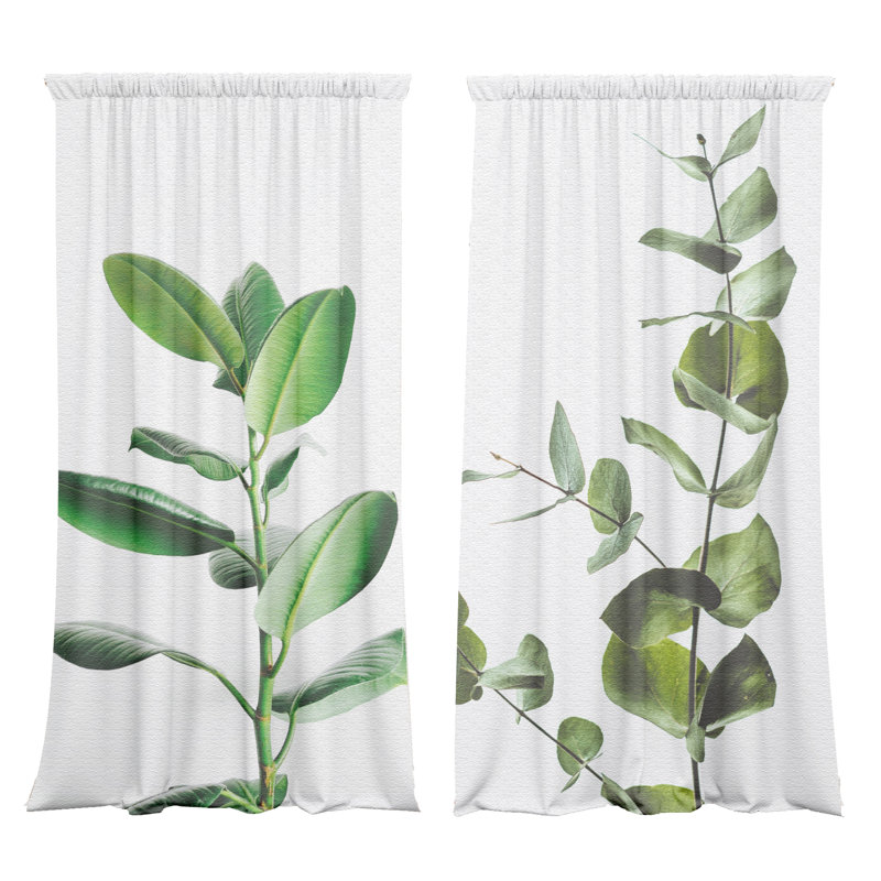 Plants Slot Top Blackout Curtains, 148 W x 200 D cm