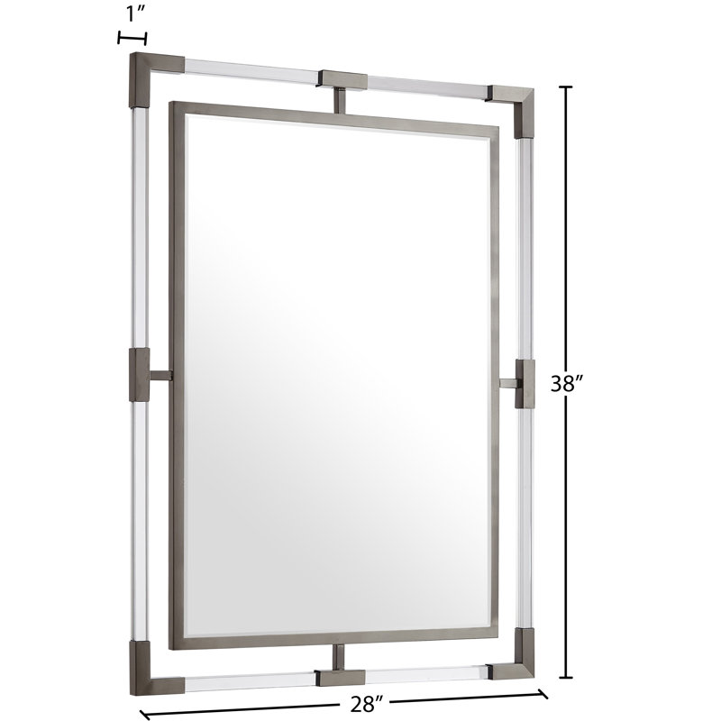 Ingimar Wood Rectangle Wall Mirror, Brushed Silver