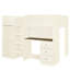 Lit mezzanine en bois beige avec bureau, garde-robe et rangement