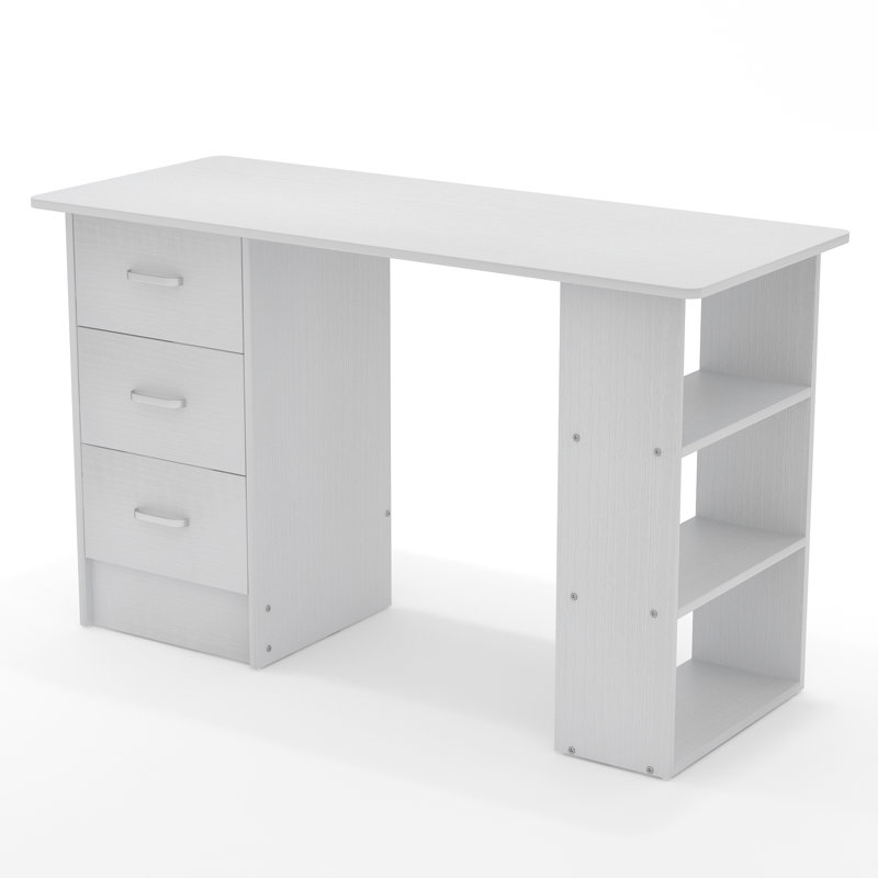 Makeup Vanity With 3 Drawers And Shelf Storage, Nail Table, White