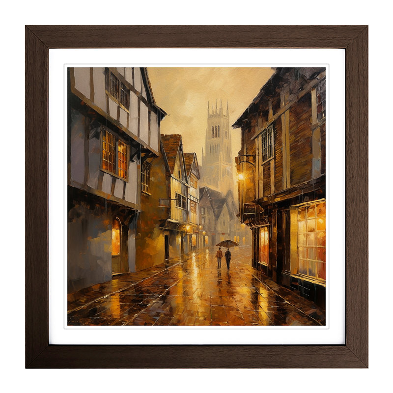 City Of Canterbury Impressionism - Single Picture Frame Print on Wood, Walnut