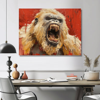 Beige rouge frénésie Bigfoot - impression d'art mural Bigfoot