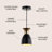 Bullington 1 - Light Black/Brass Gold Pendant