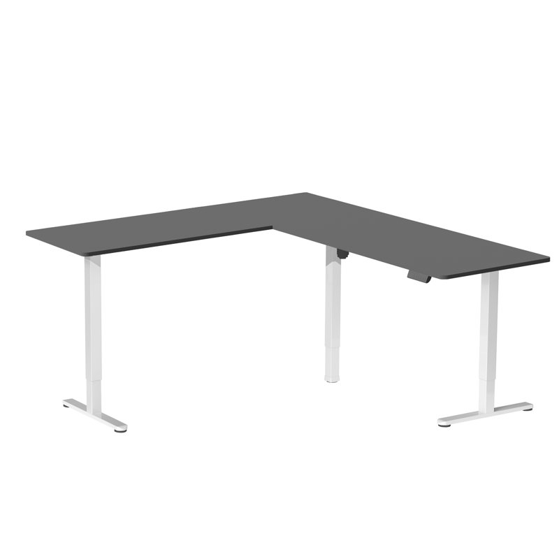 Bureau de coin électrique debout VIVO, poste de travail en L, Noir / blanc, L 84,6 po x P 23,6 po