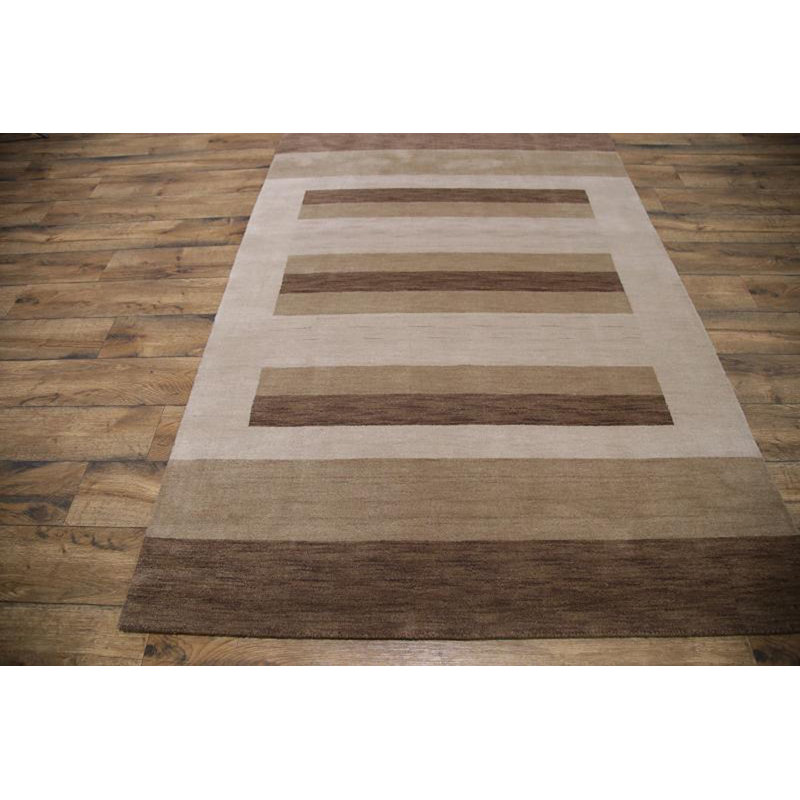 Tapis de zone en laine 7 pi 6 po x 8 pi à main one-of-kind-noué la 2010 gabbeh brun Seidman