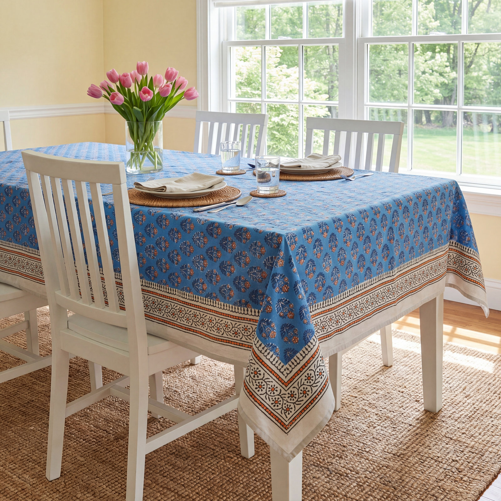 Cabana 108" Cotton Tablecloth, Yellow Floral