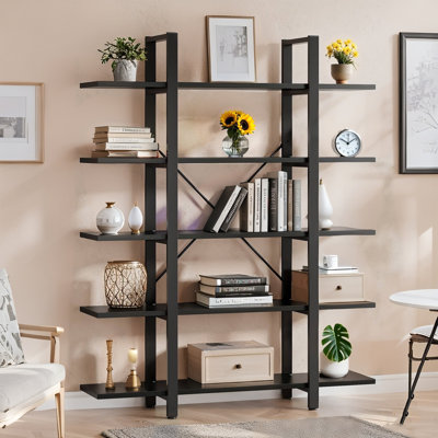  70.5"H X 47.3"W Bookcase, 5-Tier Open Etagere Bookshelf Storage Display Rack