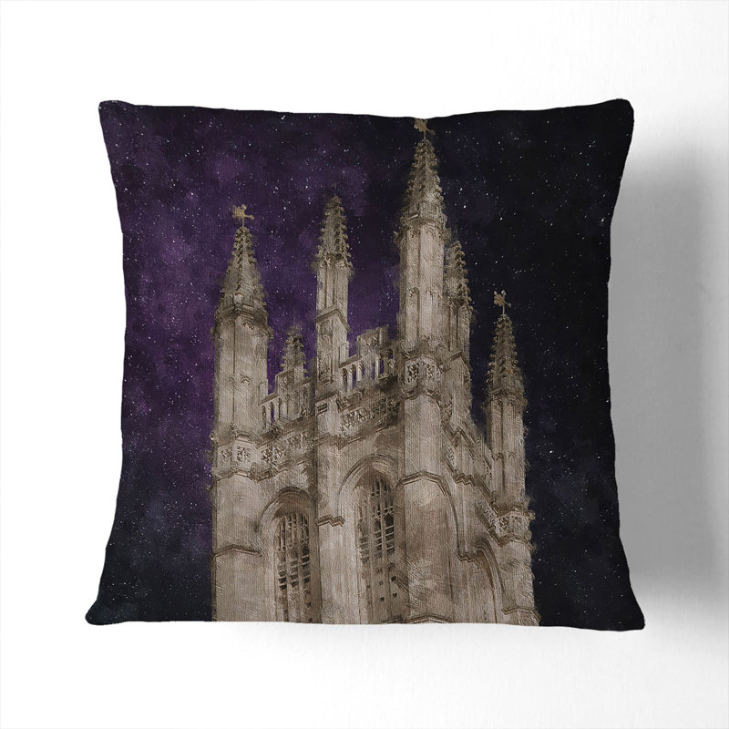Magdalen Tower in Oxford England Painting Cushion with Filling, 55cm H x 55cm W x 20cm D, Stone