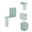 Bureau mural flottant pliable avec sept tablettes, panneau de particules blanc classique, 23,6 pouces de largeur