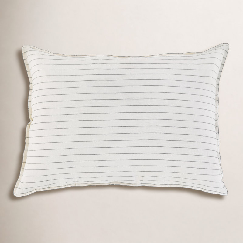 Blake Linen Shams, Cream/Gray, King