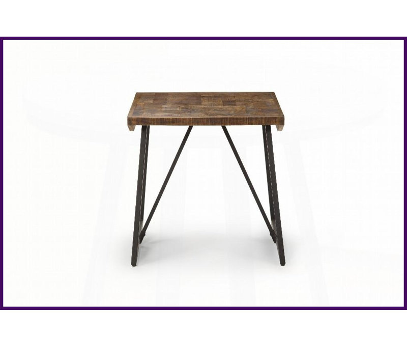 Table basse Walden brun rustique - bois de manguier & amp; Fer, dessus de parquet vieilli patiné