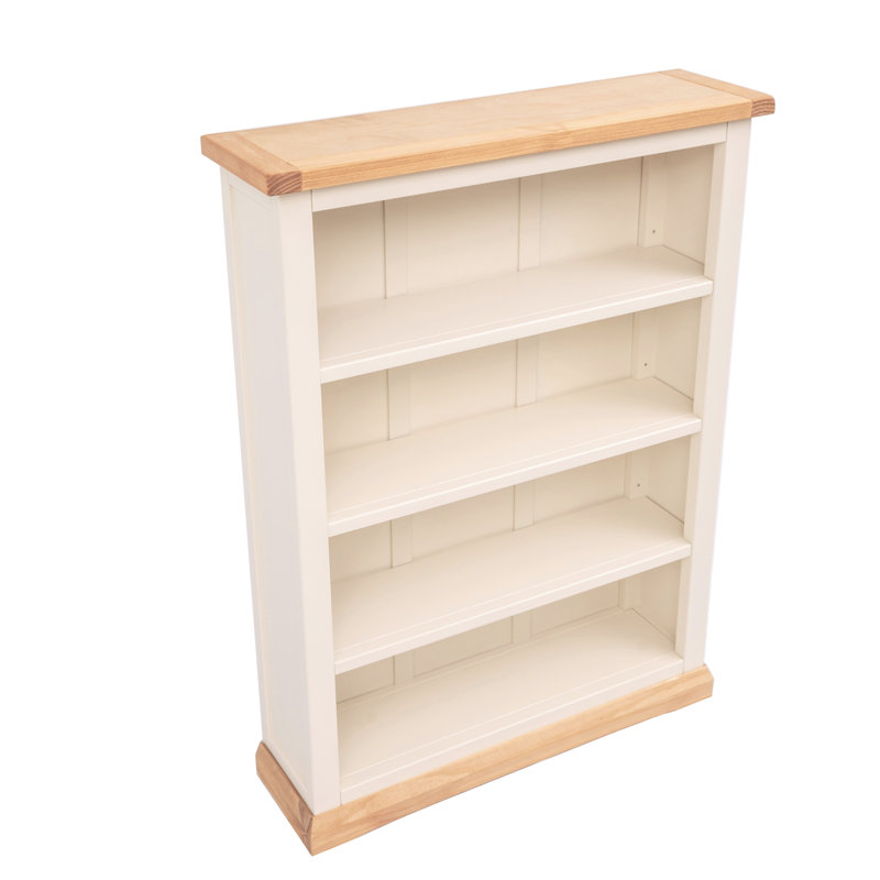 Ireland Bookcase, (4 Shelves) H120 x W89 x D25cm, White/Pine Base