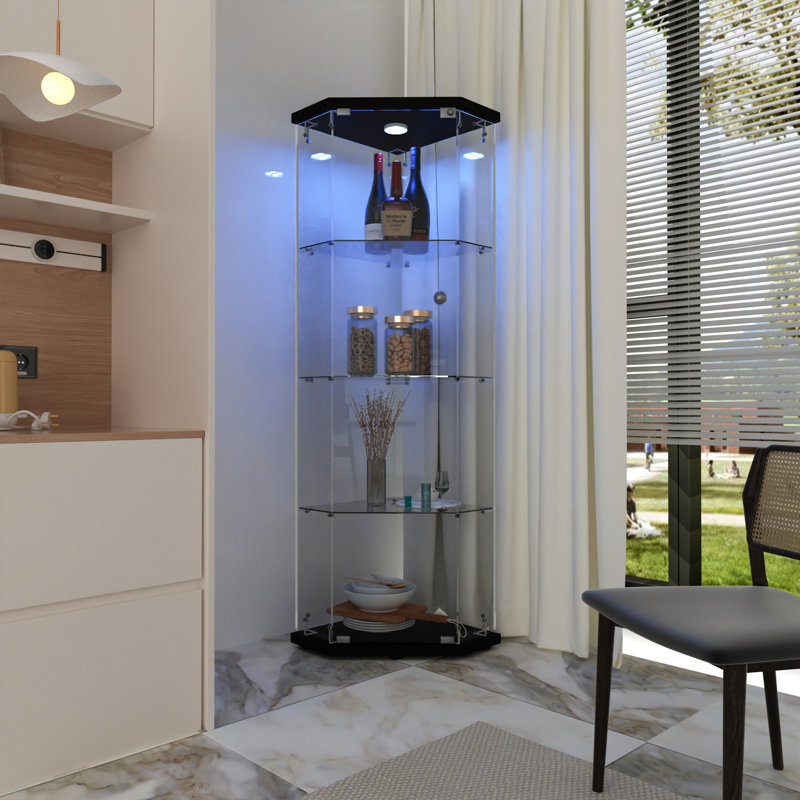 Vitrine en verre avec 4 tablettes