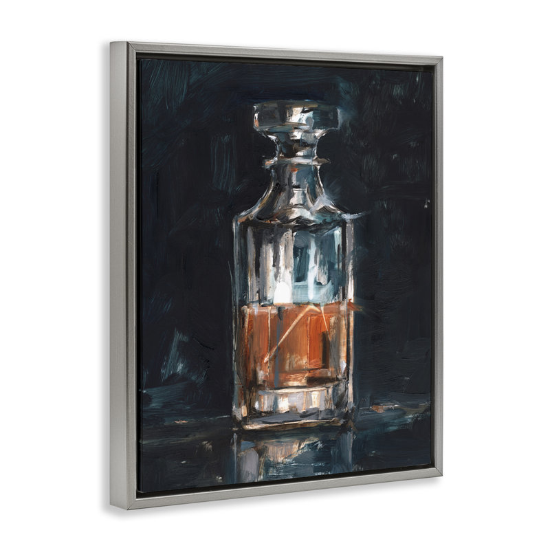 "Bar Whiskey Decanter", art mural encadré flottant par Ethan Harper, Cadre flottant gris lustré, H 21 po x l 17 po