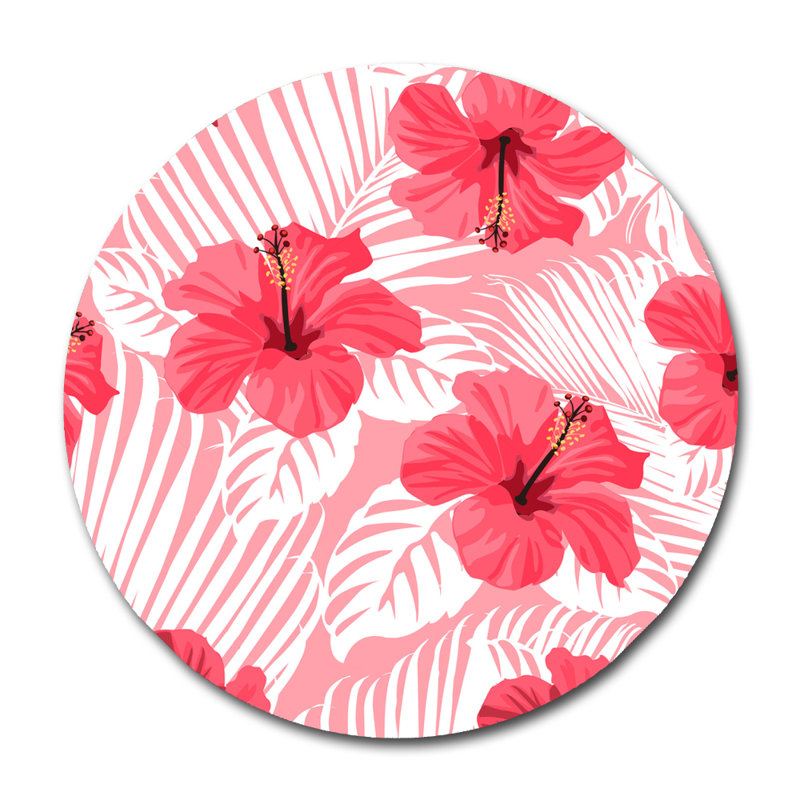 Rose des tropiques - Impression sur verre, Rond H 24 po x l 24 po x P 2,5 po