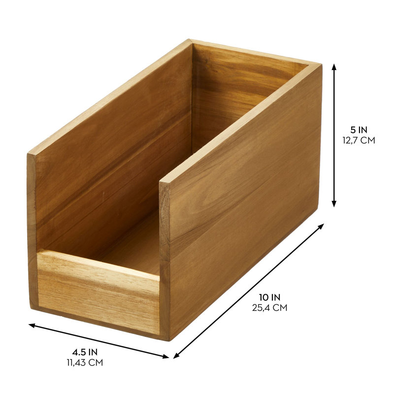 Bac en bois d'acacia ouvert à l'avant pour l'organisation du garde-manger iDesign - Naturel